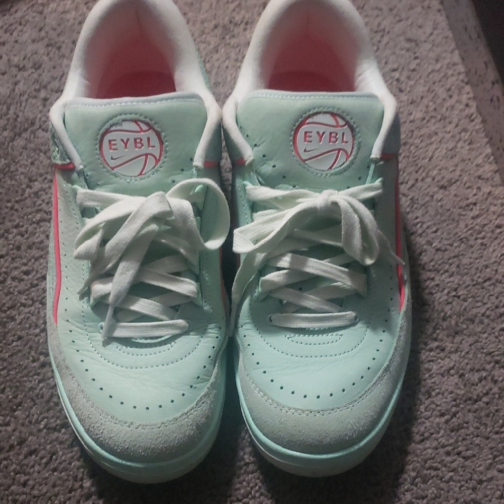 Jordan EYBL Athletic Shoes Mint Green and Pink